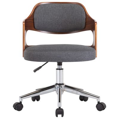 vidaXL Swivel Office Chair Grey Bent Wood and Fabric