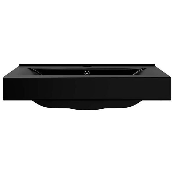 Rectangular Ceramic Basin Black with Faucet Hole 60x46 cm