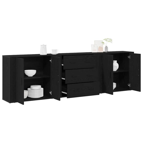 vidaXL Sideboard Black Oak 240 x 33 x 70 cm Engineered Wood