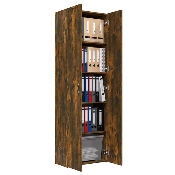 vidaXL Office Cabinet Smoked Oak 60x32x190 cm Engineered Wood