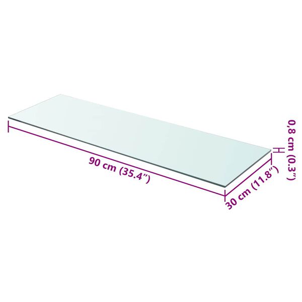 vidaXL Shelves 2 pcs Panel Glass Clear 90x30 cm