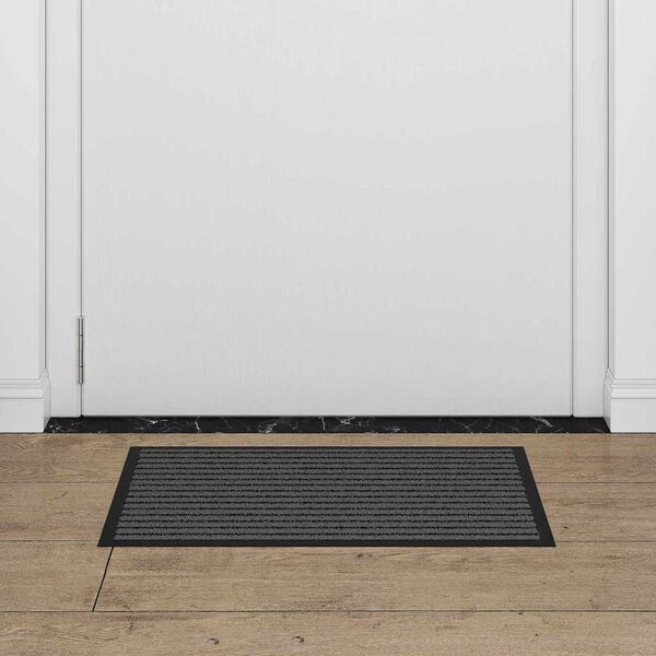 vidaXL Doormat Striped Black and Grey 40 x 60 cm Polypropylene and PVC
