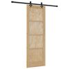 vidaXL Sliding Door Natural and Black 73.5 x 211 cm Solid Pine Wood