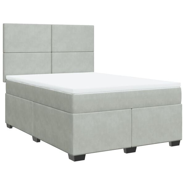vidaXL Box Spring Bed with Mattress Light Grey 140x190 cm Velvet