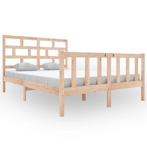 vidaXL Bed Frame without Mattress Solid Wood 140x200 cm (810082+814194)
