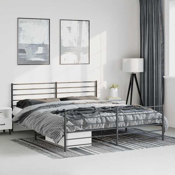 vidaXL Metal Bed Frame without Mattress with Footboard Black 183x213cm