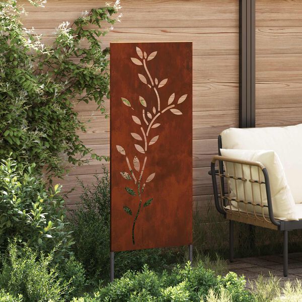 vidaXL Garden Privacy Screen Floral Rusty 50 x 140 cm Weathering steel
