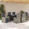 vidaXL Garden Dining Set with Cushion 7 pcs Grey Poly Rattan
