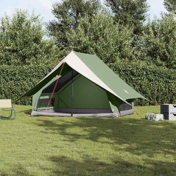 vidaXL Family Tent with Roof Green and White 256 x 256 x 185 cm