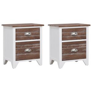 vidaXL Nightstand 2 pcs with 2 Drawers Brown and White