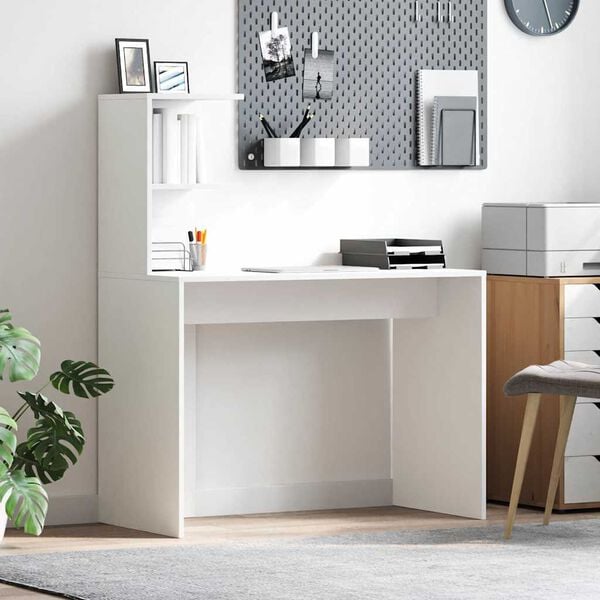 vidaXL Desk with Shelf White 102 x 50 x 124 cm Engineered Wood
