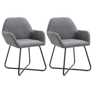 vidaXL Dining Chairs 2 pcs Dark Grey Fabric