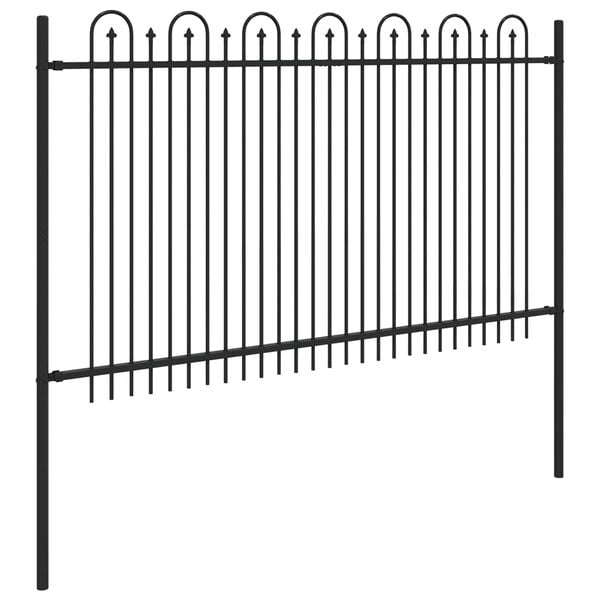 vidaXL Spike Arch Fence Black 200 x 166 cm Powder-Coated Steel