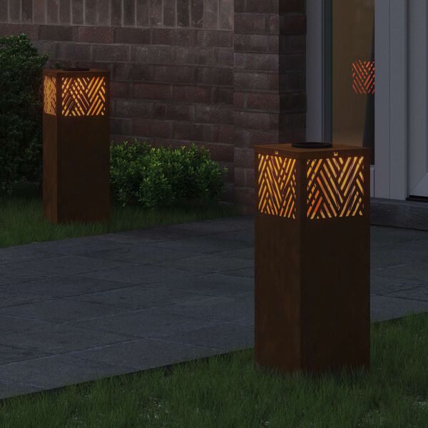 vidaXL Solar LED Pathway Light 2 pcs Corten Steel Corten Steel