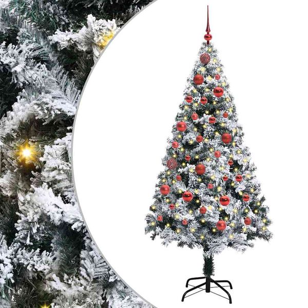 vidaXL Artificial Christmas Tree with 150 LEDs with Stand White 150 cm