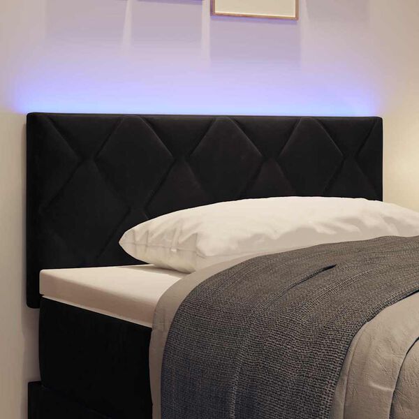 vidaXL LED Headboard with Headboard Black 100 cm Faux Leather