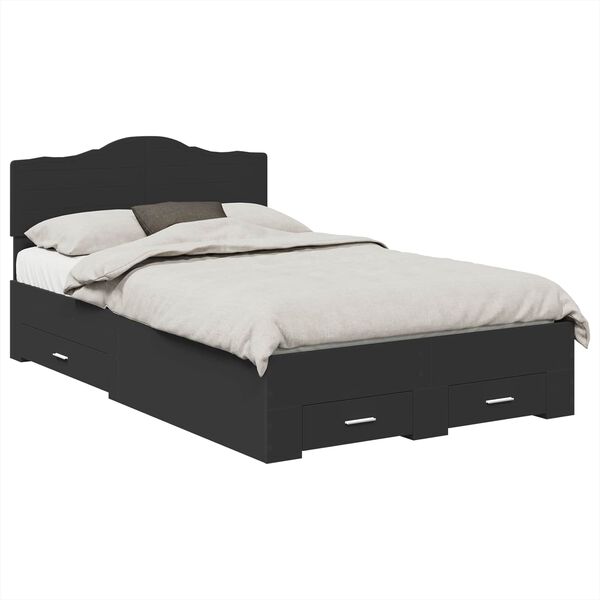 vidaXL Bed Frame with Headboard Black 120 x 190 cm Engineered Wood