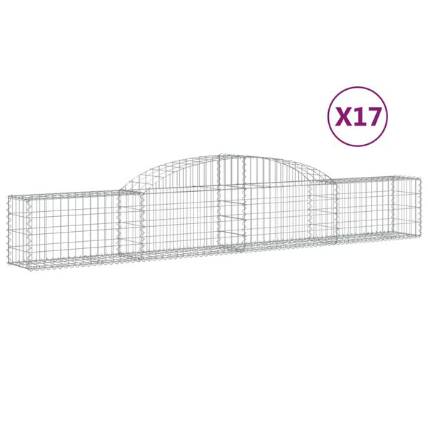 vidaXL Arched Gabion Baskets 17 pcs 300x30x40/60 cm Galvanised Iron
