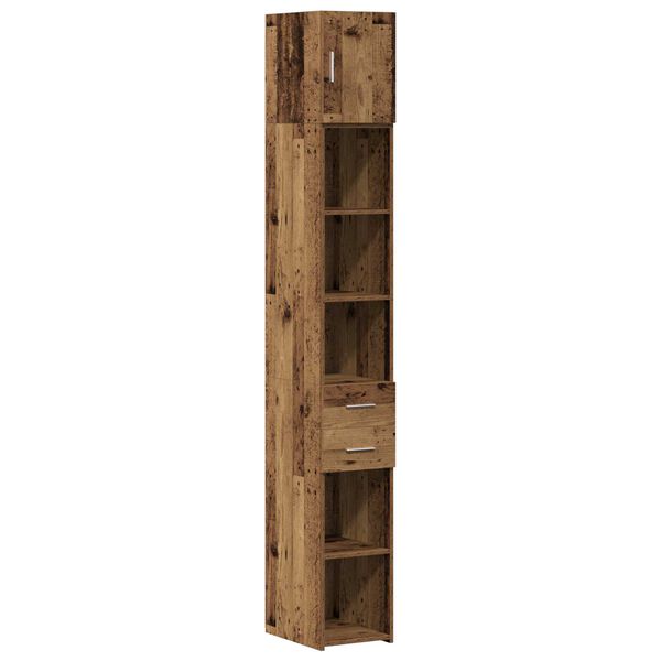 vidaXL Storage Cabinet with Drawer 2 pcs Old Wood 30 x 42.5 x 225 cm