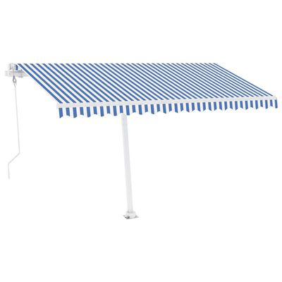 vidaXL Automatic Awning with LED&Wind Sensor 450x350 cm Blue and White