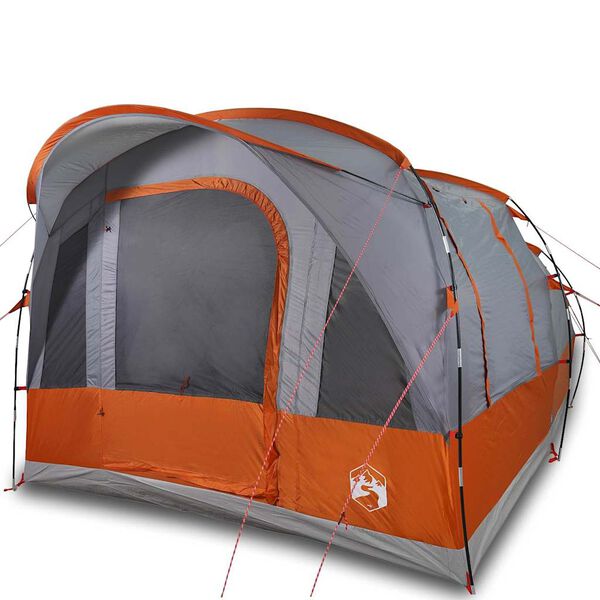 vidaXL Camping Tent Tunnel 3-Person Grey and Orange Waterproof