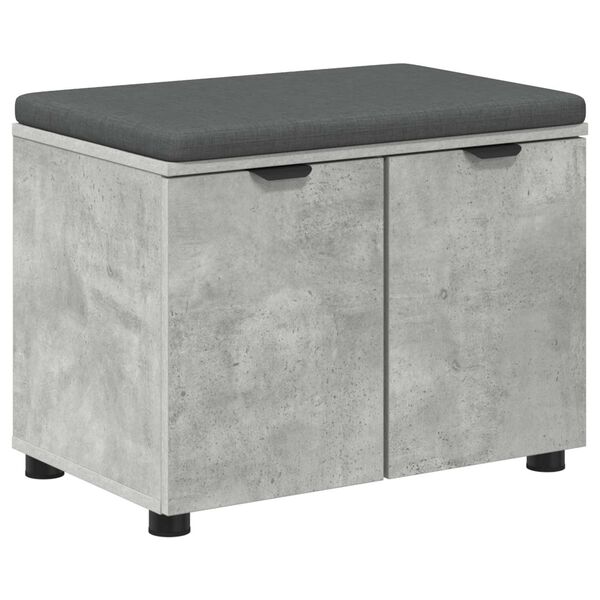 vidaXL Hall Bench with Cushion with Door Concrete Grey 60 x 38 x 46 cm