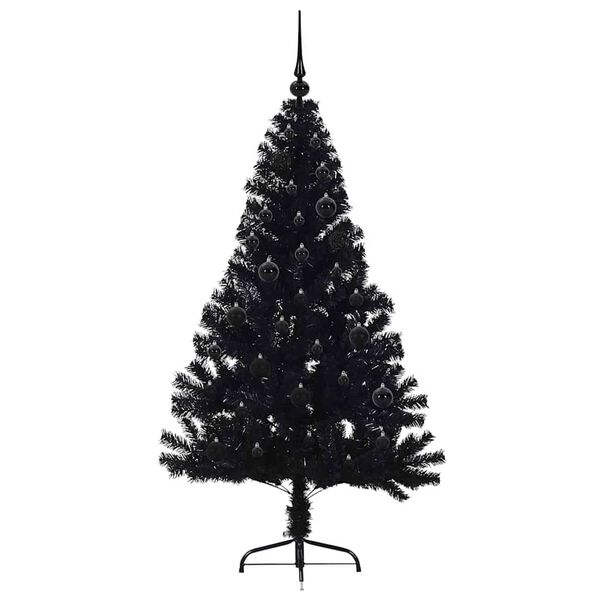 vidaXL Artificial Pre-lit Christmas Tree Black 150 cm PVC