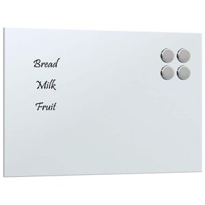 vidaXL Wall-mounted Magnetic Board White 30x20 cm Tempered Glass