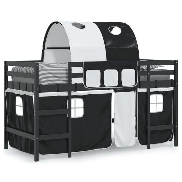 vidaXL Kids' Loft Bed with Tunnel without Mattress White&Black 90x200cm