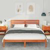 vidaXL Bed Frame with Headboard Wax Brown 160 x 210 cm Solid Pine Wood