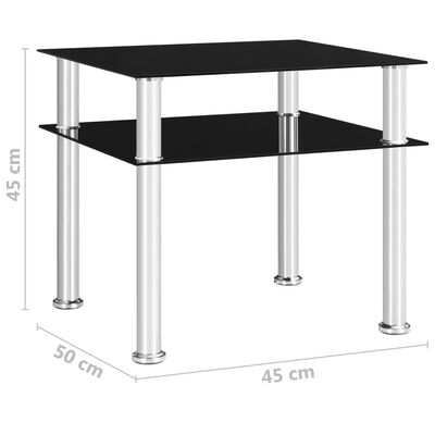 vidaXL Side Table Black 45x50x45 cm Tempered Glass