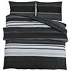 vidaXL Duvet Cover Set Black Stripes 140x200 cm Cotton