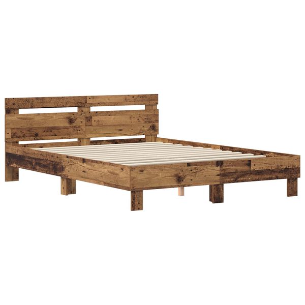 vidaXL Bed Frame with Headboard Old Wood 120 x 200 cm Engineered Wood