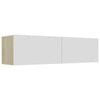 vidaXL TV Cabinet White and Sonoma Oak 120x30x30 cm Engineered Wood