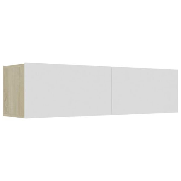 vidaXL TV Cabinet White and Sonoma Oak 120x30x30 cm Engineered Wood