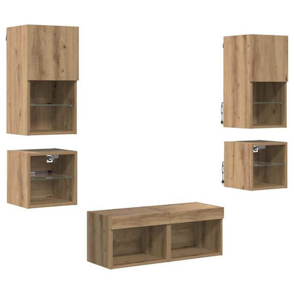 vidaXL TV Wall Units 8 pcs Artisan Oak Engineered Wood