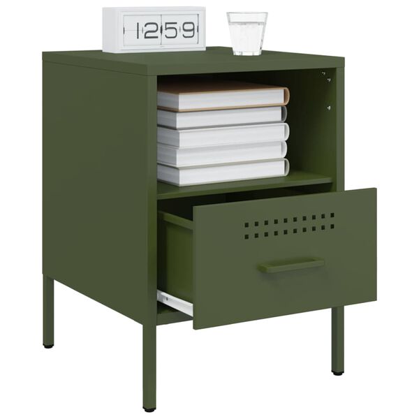 vidaXL Bedside Cabinets 2 pcs Olive Green 36x39x50.5 cm Steel