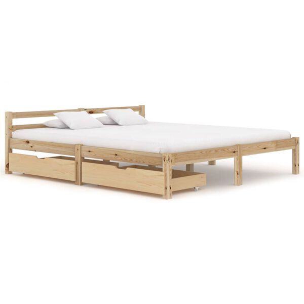 vidaXL Bed Frame without Mattress with 2 Drawers Solid Wood 180x200 cm Super King