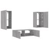 vidaXL 3 Piece TV Wall Cabinets with LED Lights Grey Sonoma