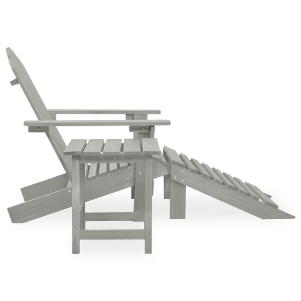 vidaXL Garden Adirondack Chair with Ottoman&Table Solid Fir Wood Grey