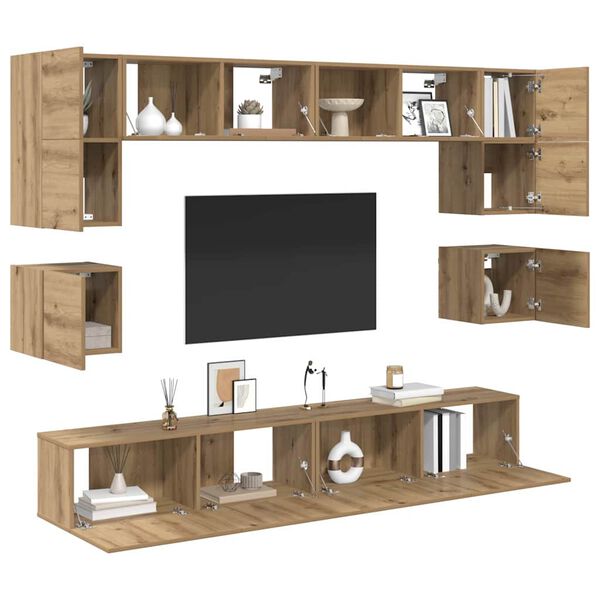 vidaXL TV Cabinet Set Wall-mounted 8 pcs Artisan Oak Engineered Wood