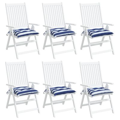 vidaXL Chair Cushions 6 pcs Blue&White Stripe 40x40x7 cm Fabric
