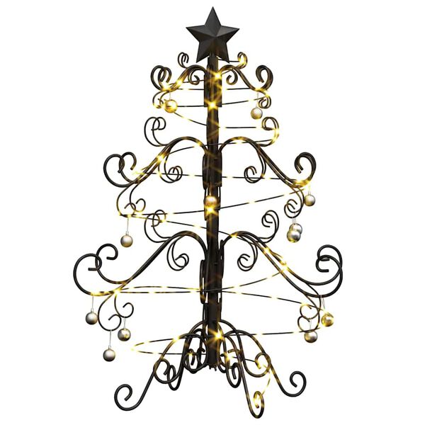 vidaXL Metal Christmas Tree with Stand Black 60 cm Powder-coated Steel