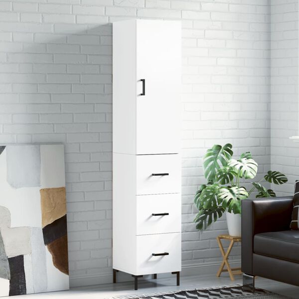 vidaXL Highboard White 34.5x34x180 cm Engineered Wood