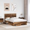 vidaXL Bed Frame with Headboard Old Wood 135 x 190 cm Engineered Wood