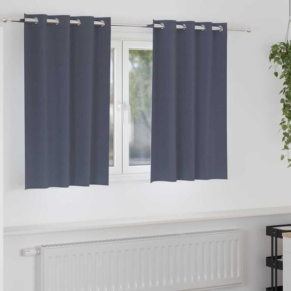 vidaXL Blackout Curtains with Rings 2 pcs Anthracite 140 x 140 cm