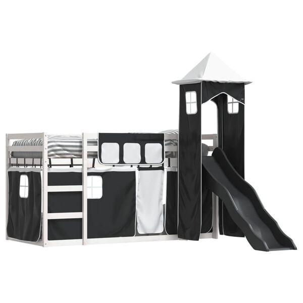 vidaXL Bunk Bed without Mattress with Slide White and Black 90x200 cm