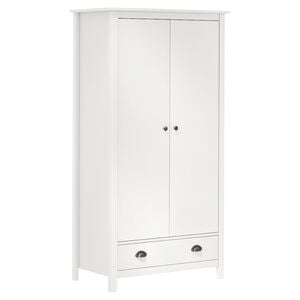 vidaXL 2-Door Wardrobe "Hill" White 89x50x170 cm Solid Pine Wood
