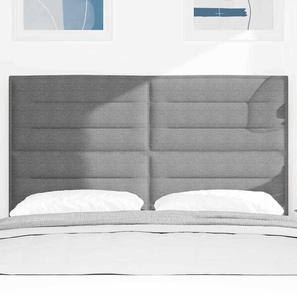 vidaXL LED Headboard with LED Strip Lights Light grey 144 cm Fabric
