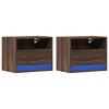 vidaXL Wall-mounted Bedside Cabinets with LED Lights 2 pcs Brown Oak
